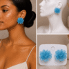 Blue Flower Earrings Classy Elegant Earrings