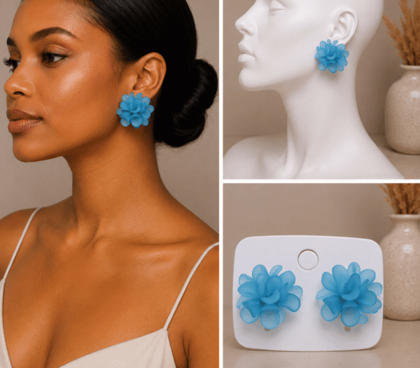 Blue Flower Earrings Classy Elegant Earrings