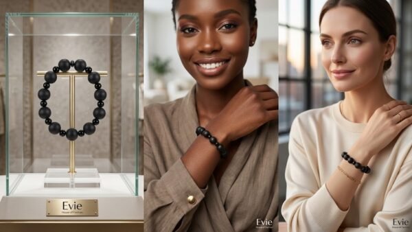 Black Beaded Stretch Bracelets