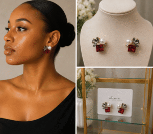 Elegant Multicolour Floral Beaded Stud Earrings